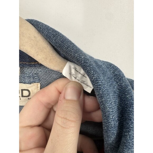 FWRD Patchwork Grunge Paint Splatter Jean Jacket Women XL Blue Skater Retro Y2K - Picture 4 of 10